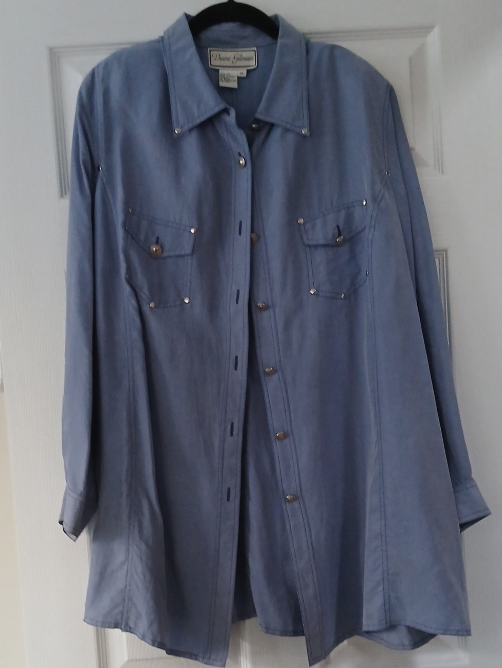 100% Silk Diane Gilman Light Blue Silk Shirt